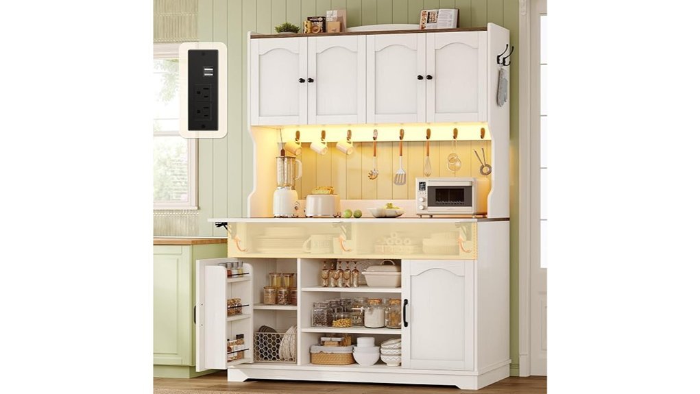 Best Kitchen Cabinets That Instantly Elevate Your Space farmhouse pantry cabinet with charger
