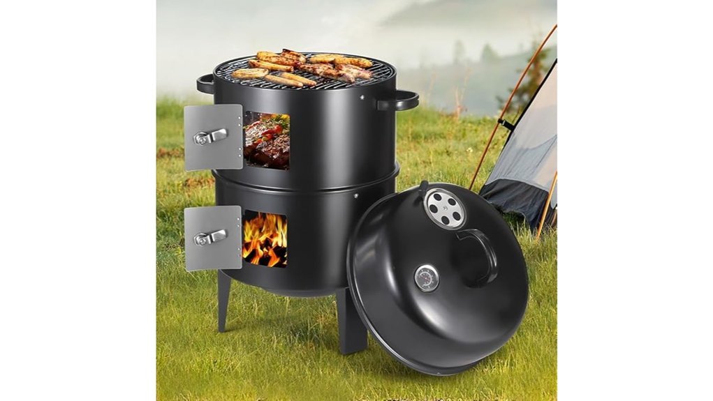 compact vertical charcoal smoker