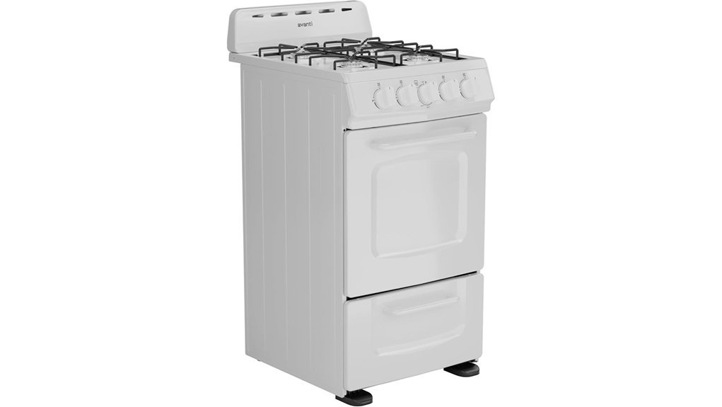 compact white gas range