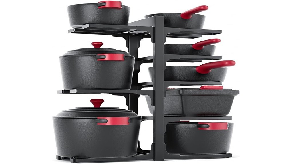 Best Pot Racks That Free Up Space and Look Great adjustable black kitchen organizer