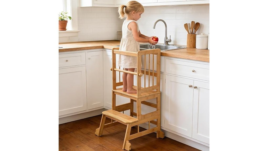 Best Toddler Tower Picks That Make Kitchen Time Safer bamboo kids learning stool