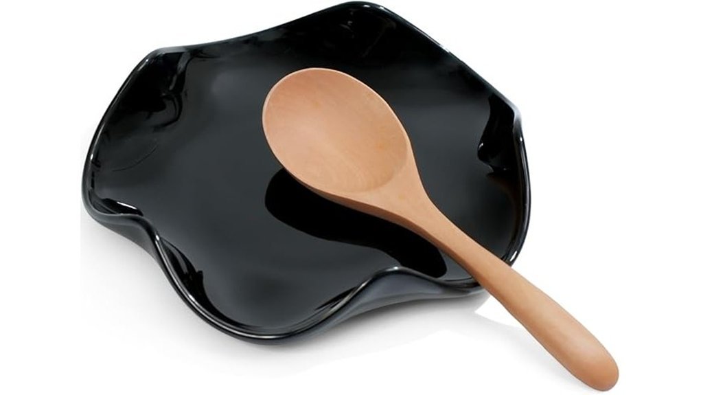 black ceramic spoon rest