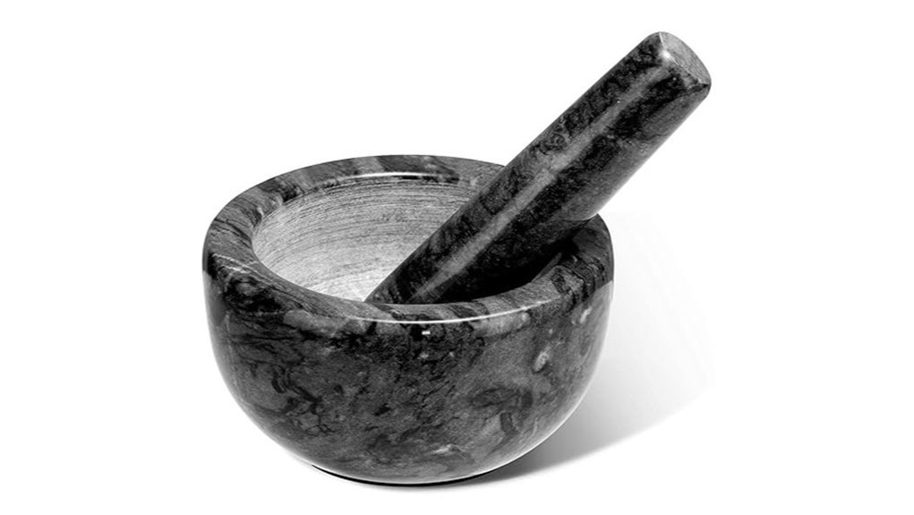 black marble mortar set