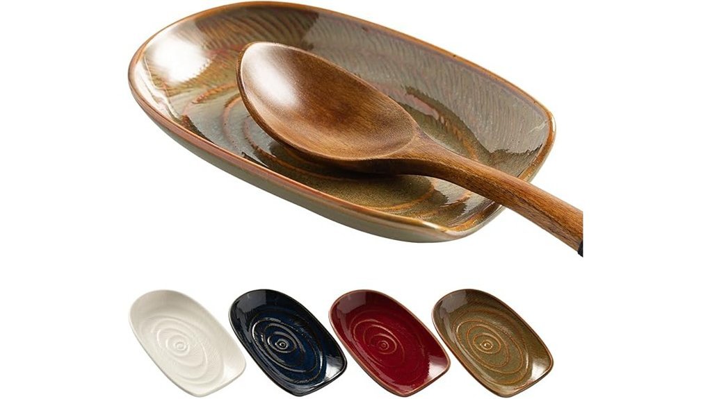 brown ceramic spoon rest