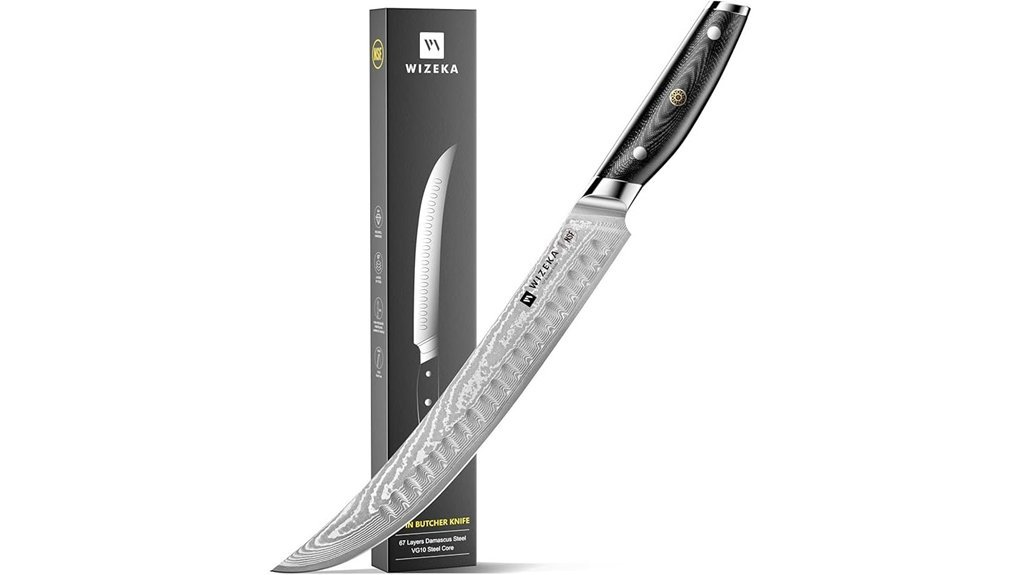 damascus curved brisket knife