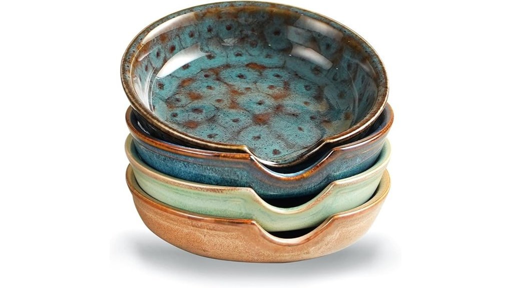four ceramic spoon rests