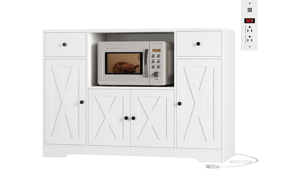 farmhouse style microwave cabinet