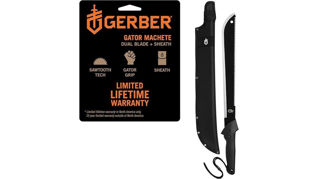 machete with saw sheath