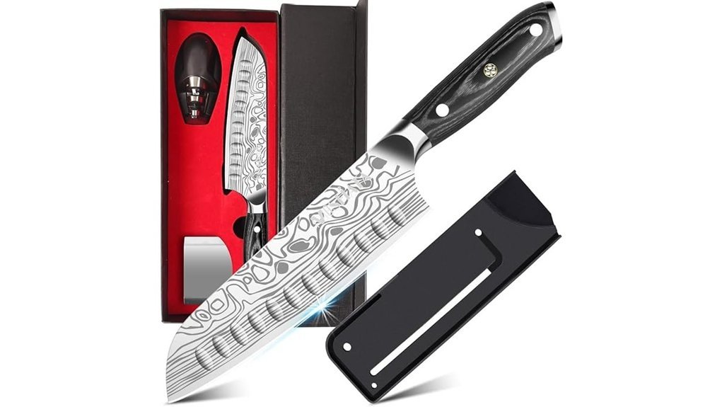 santoku knife with accessories