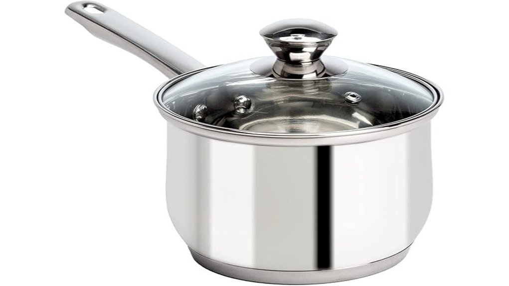stainless steel saucepan with lid