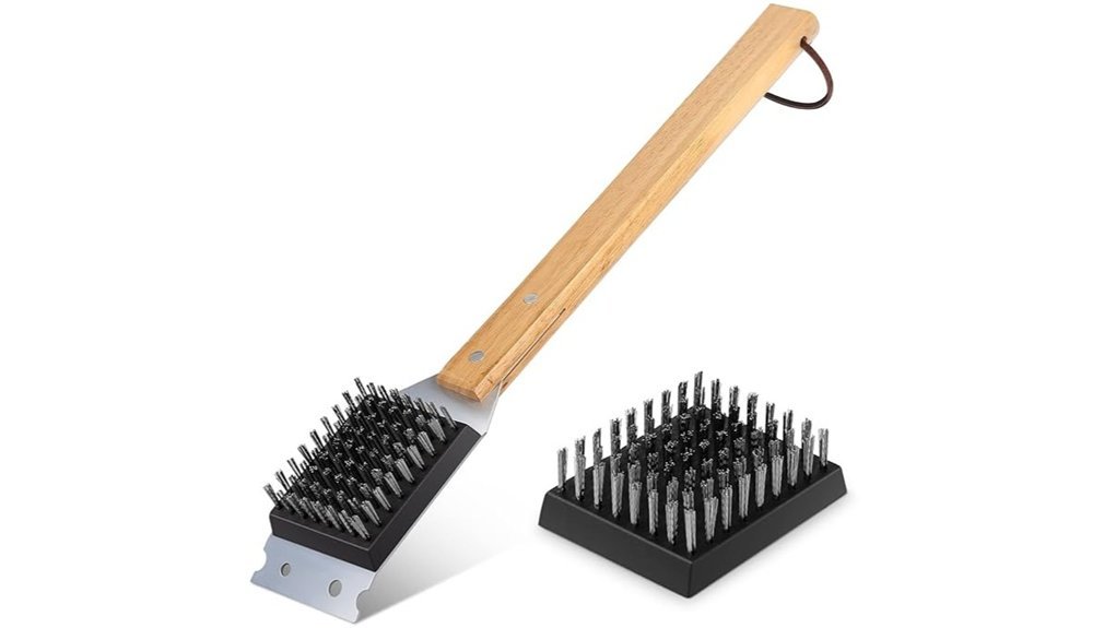 wooden handle grill brush