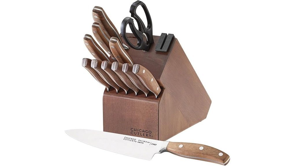 walnut knife block set