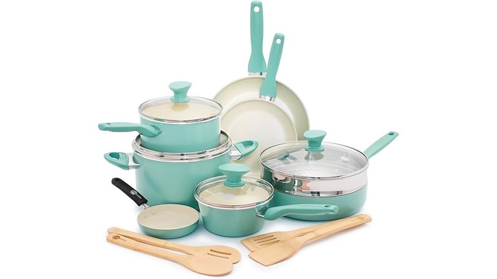 Best Green Pans for Effortless, Healthy Cooking at Home turquoise ceramic cookware set