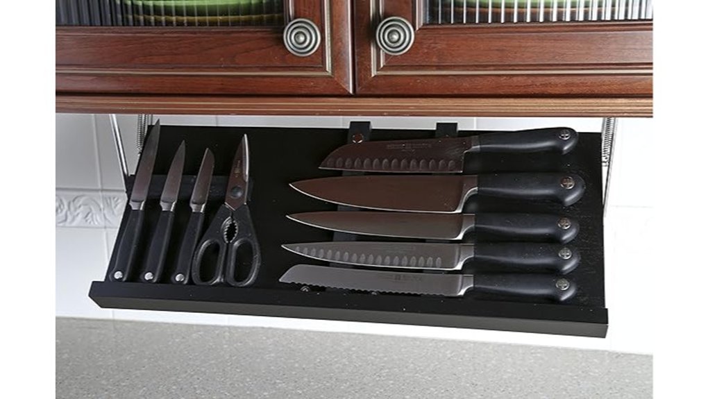 Best Under Cabinet Knife Storage That Clears Counter Space under cabinet knife storage