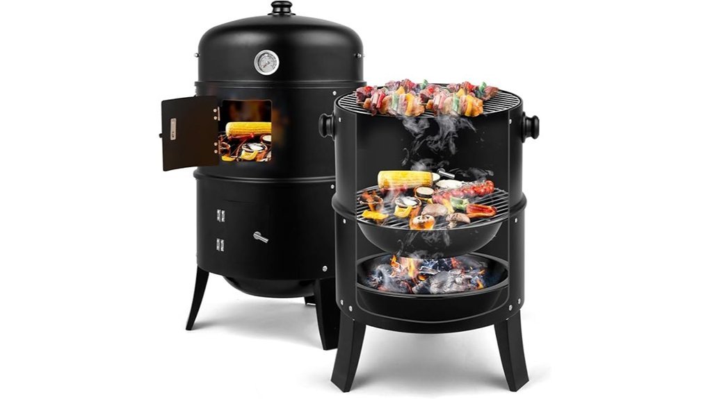 vertical charcoal smoker grill