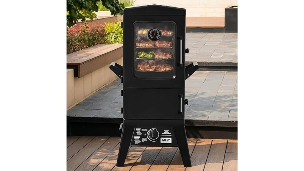 vertical propane smoker set