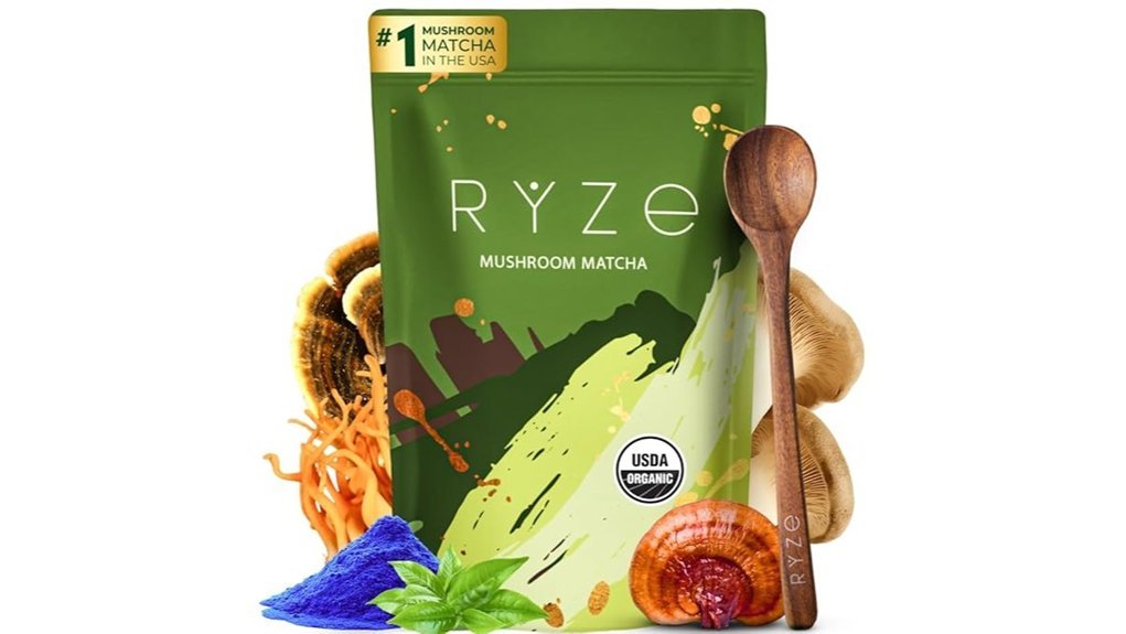 organic matcha with mushrooms