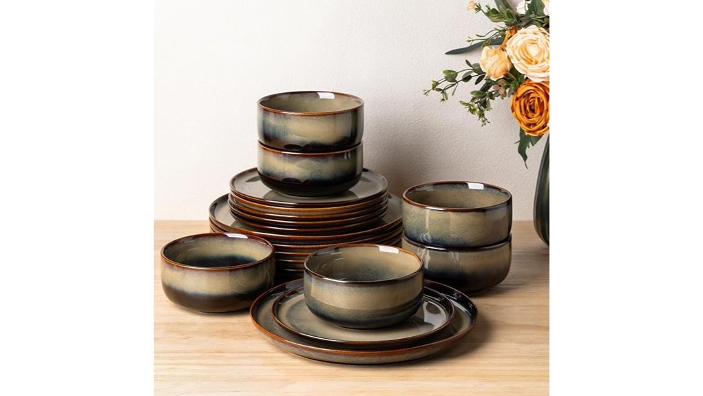 mocha brown dinnerware set