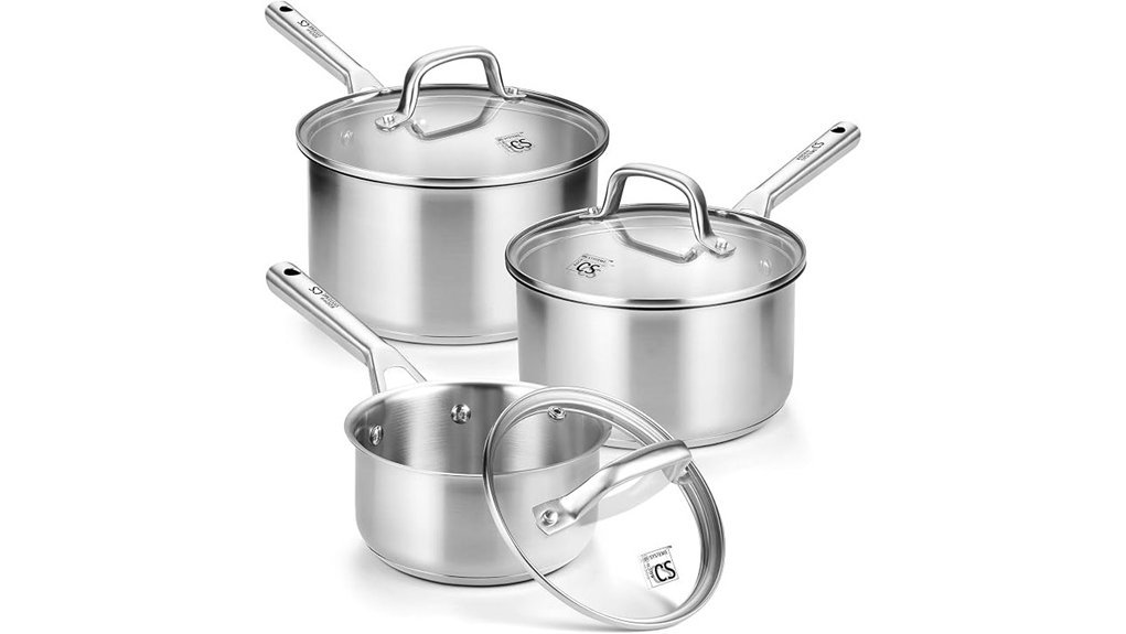 stainless steel saucepan set