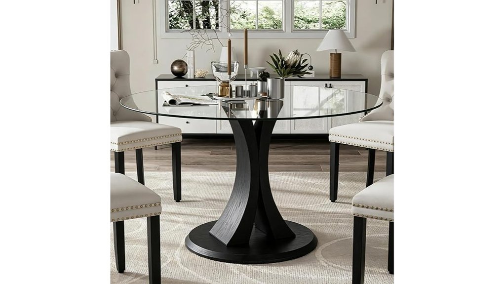 round glass dining table