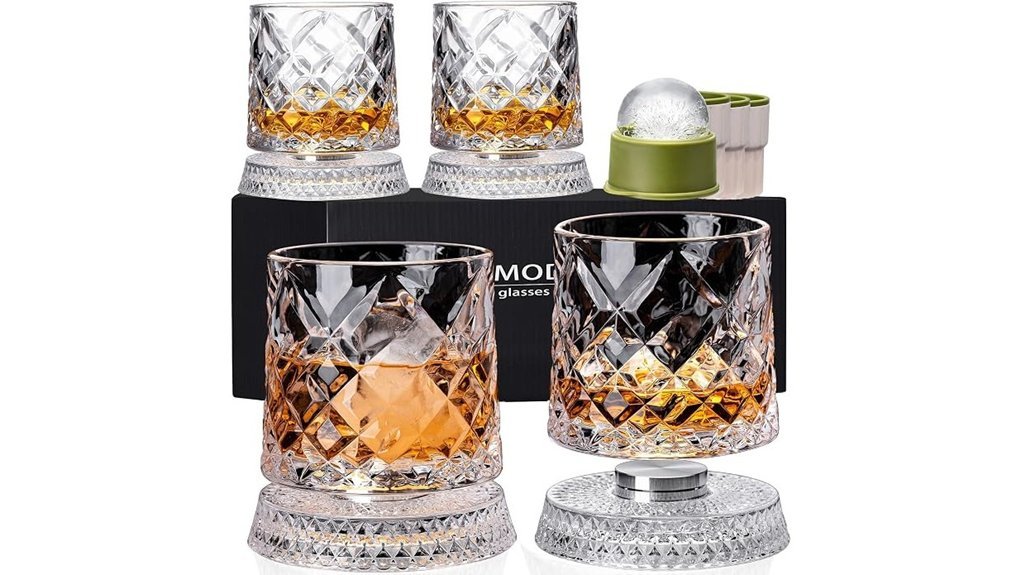 whiskey glasses with ice