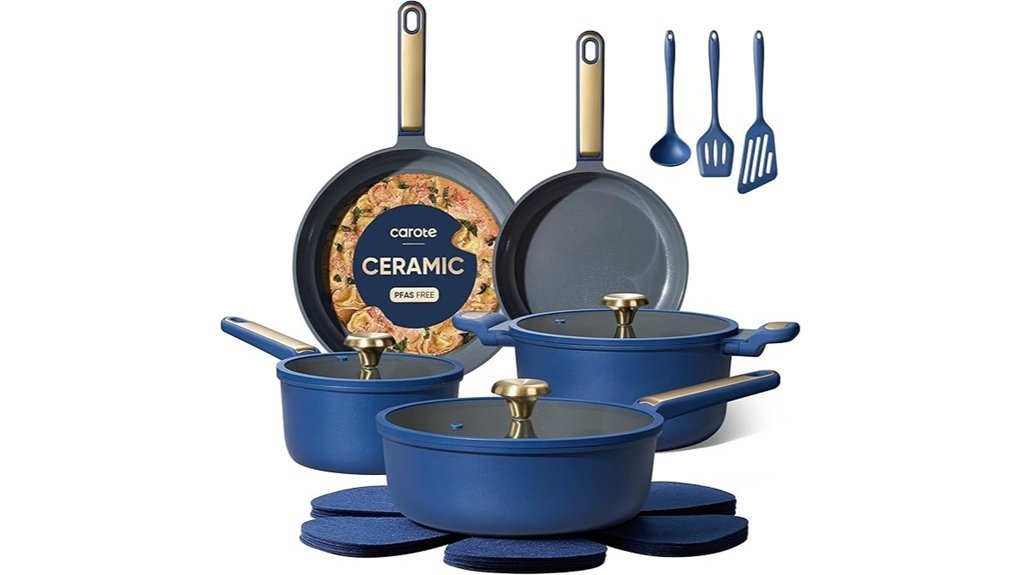 blue nonstick ceramic cookware