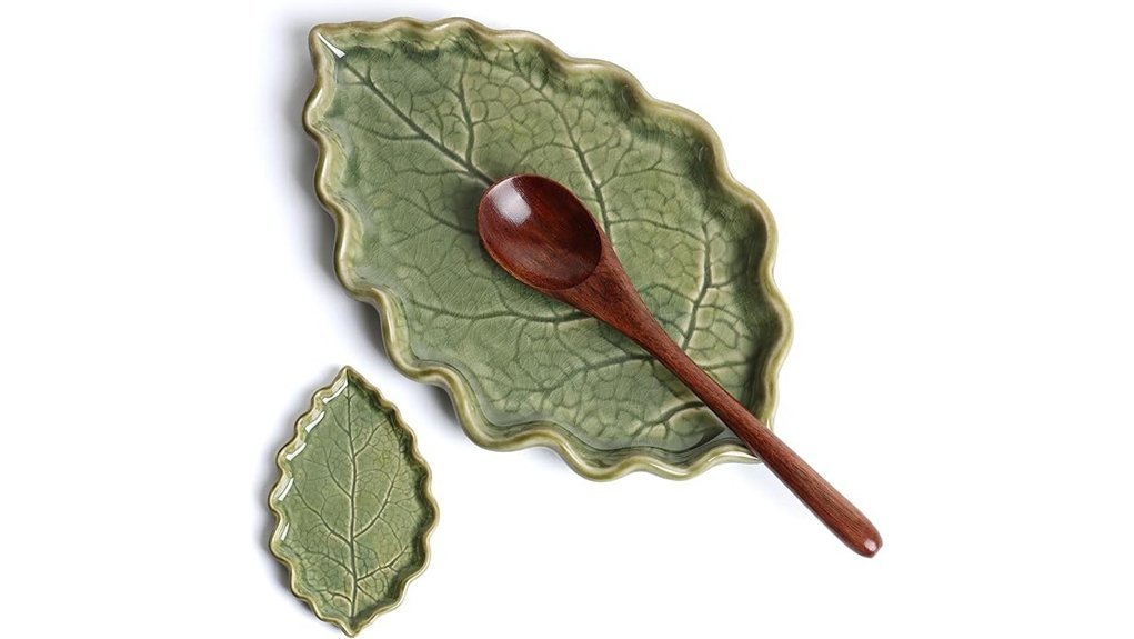 ceramic leaf shaped spoon rest