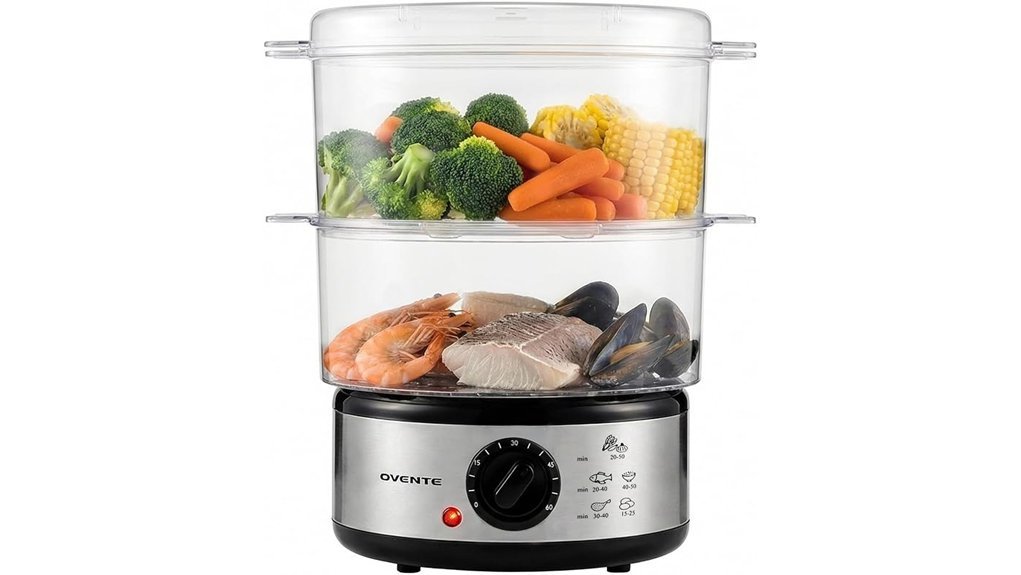 compact dual layer food steamer