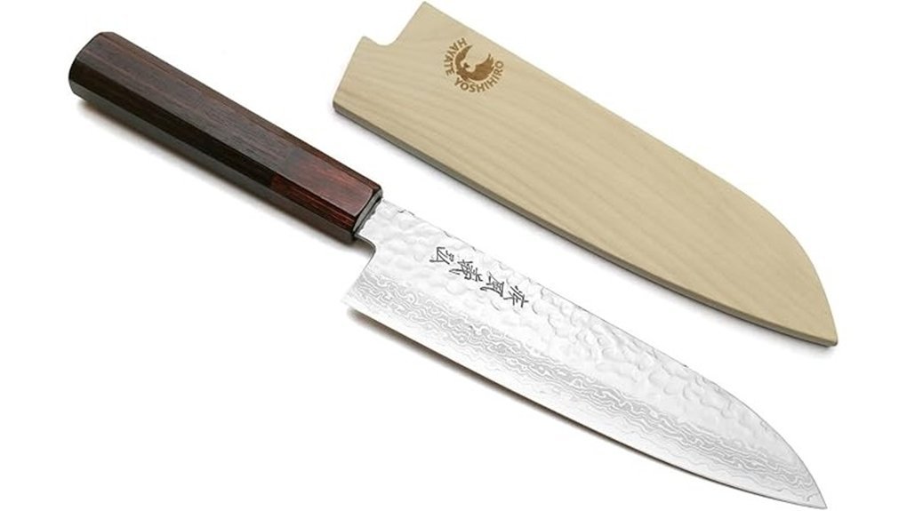 damascus rosewood santoku knife