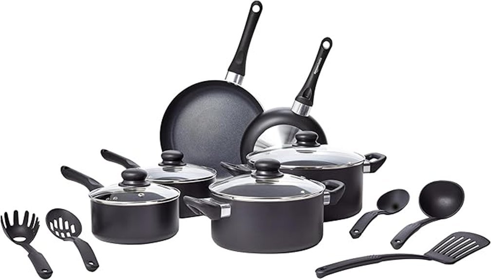 nonstick cookware set black